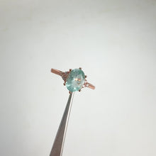 Load and play video in Gallery viewer, 6 x 8 mm. Oval Cut Green Brazilian Emerald with Cz Accents Ring
