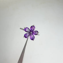 Load and play video in Gallery viewer, 4 x 6 mm. Pear Cut Purple Brazilian Amethyst with Cz Band Ring
