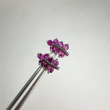 Load and play video in Gallery viewer, 3 mm. Round Cut Purple African Rhodolite Garnet Cluster Leaf Earrings
