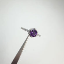 Load and play video in Gallery viewer, 6 mm. Round Cut Purple Brazilian Amethyst with Cz Accents Ring
