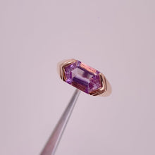 Load and play video in Gallery viewer, Handmade 7 x 12 mm. Hexagon Cut Purple Brazilian Amethyst Ring
