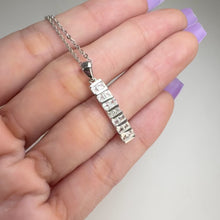 Load and play video in Gallery viewer, 2.5 mm. Square Cut White Brazilian Topaz Cluster Pendant and Necklace
