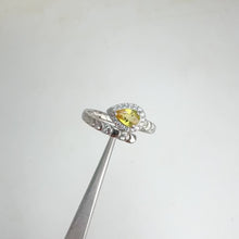 Load and play video in Gallery viewer, 4 x 6 mm. Pear Cut Yellow Thai Sapphire with Cz Halo Open Ring
