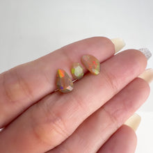 Load and play video in Gallery viewer, Lot of 3 6 x 9 mm. Freeform Rose Cut Multi-coloured Ethiopian Opal
