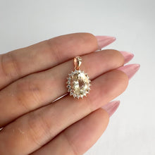 Load and play video in Gallery viewer, 7 x 9 mm. Oval Cut Yellow Brazilian Beryl Cz Accents Pendant
