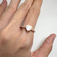 Load and play video in Gallery viewer, 7 mm. Heart Cut White Indian Moonstone with Cz Band Ring
