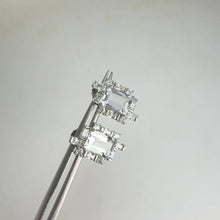 Load and play video in Gallery viewer, 6 x 8 mm. Octagon Cut White African Goshenite with Cz Accents Earrings
