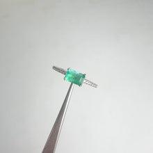 Load and play video in Gallery viewer, 4 x 6  mm. Octagon Cut Green Brazilian Emerald with Cz Band Ring
