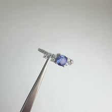 Load and play video in Gallery viewer, 5.5 mm. Round Cut Blue Violet Tanzanite with Cz Accents Ring
