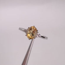 Load and play video in Gallery viewer, 6 x 8 mm. Oval Cut Yellow Brazilian Citrine with Cz Accents Ring
