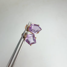 Load and play video in Gallery viewer, Handmade 8 x 10 mm. Fancy Cut Purple Brazilian Amethyst Earrings (Blemished)
