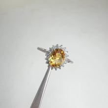 Load and play video in Gallery viewer, 6 x 8 mm. Oval Cut Yellow Brazilian Citrine with Cz Accents Ring
