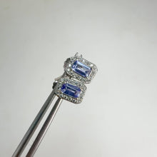 Load and play video in Gallery viewer, 3 x 5 mm. Octagon Cut Blue Violet Tanzanite with Cz Halo Earrings
