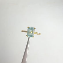 Load and play video in Gallery viewer, 6 x 8 mm. Octagon Cut Blue Brazilian Aquamarine  with Cz Band Ring
