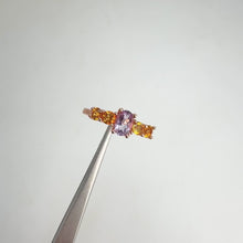 Load and play video in Gallery viewer, 4 x 6 mm. Oval Cut Purple Brazilian Amethyst and Citrine Cluster Ring
