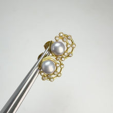 Load and play video in Gallery viewer, 6 mm. Freshwater Pearl with Cz Accents Earrings
