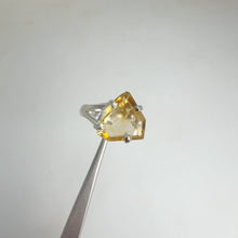 Load and play video in Gallery viewer, 8 x 12 mm. Fancy Cut Yellow Brazilian Citrine Ring
