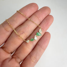 Load and play video in Gallery viewer, 4 x 6 mm. Pear Cut Green Brazilian Emerald with Cz Accents Necklace
