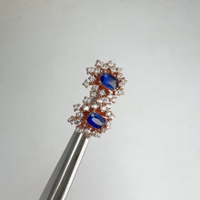 Load and play video in Gallery viewer, 3 x 5 mm. Oval Cut Blue Nepalese Kyanite with Cz Accents Earrings
