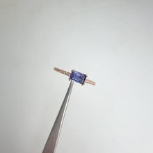 Load and play video in Gallery viewer, 4 x 6 mm. Octagon Cut Purple Madagascan Iolite with Cz Band Ring
