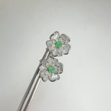 Load and play video in Gallery viewer, 3 mm. Round Cut Green Brazilian Emerald with Cz Accents Flower Earrings
