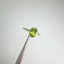 Load and play video in Gallery viewer, 6 x 8 mm. Oval Cut Green Pakistani Peridot Ring
