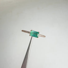 Load and play video in Gallery viewer, 4 x 6  mm. Octagon Cut Green Brazilian Emerald with Cz Band Ring

