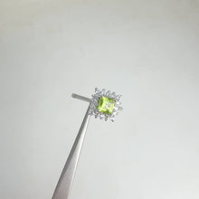 Load and play video in Gallery viewer, 5 mm. Square Cut Green Pakistani Peridot with Cz Accents Ring
