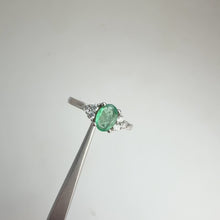 Load and play video in Gallery viewer, 5 x 7 mm. Oval Cut Green Zambian Emerald with Cz Accents Ring
