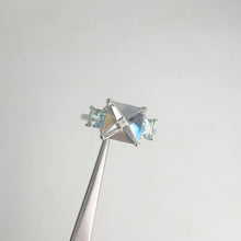 Load and play video in Gallery viewer, Handmade 8 mm. Fancy Square Cut White Brazilian Topaz Trilogy Ring
