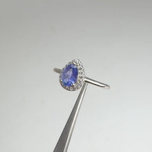 Load and play video in Gallery viewer, 5 x 7 mm. Oval Cut Blue Violet Tanzanite with Cz Accents Ring (Blemished)
