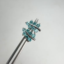 Load and play video in Gallery viewer, 3 mm. Round Cut Blue Cambodian Zircon Cluster Leaf Earrings
