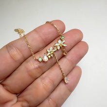 Load and play video in Gallery viewer, 3 x 5 mm. Pear Cut Multi-coloured Ethiopian Opal, Emerald and Sapphire Necklace
