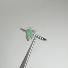 Load and play video in Gallery viewer, 4 x 6 mm. Pear Cut Green Brazilian Emerald with Cz Halo Ring
