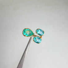 Load and play video in Gallery viewer, 6 x 9 mm. Pear Cut Green Brazilian Mystic Topaz and Apatite Open Ring

