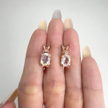 Load and play video in Gallery viewer, 6 x 8 mm. Oval Cut White Indian Moonstone Bunny Earrings
