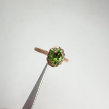 Load and play video in Gallery viewer, 4 x 6 mm. Oval Cut Green Brazilian Tourmaline with Tsavorite Garnet Accents Ring
