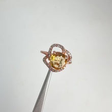 Load and play video in Gallery viewer, 8 mm. Round Cut Yellow Brazilian Citrine with Cz Accents Ring
