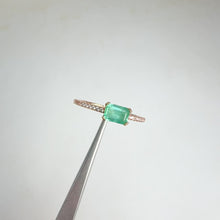 Load and play video in Gallery viewer, 4 x 6  mm. Octagon Cut Green Brazilian Emerald with Cz Band Ring
