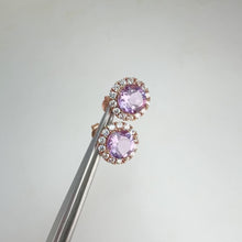Load and play video in Gallery viewer, 8 mm. Round Cut Purple Brazilian Amethyst with Cz Halo Earrings
