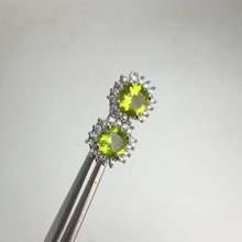 Load and play video in Gallery viewer, 6 mm. Cushion Cut Green Pakistani Peridot with Cz Accents Earrings
