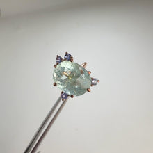 Load and play video in Gallery viewer, Handmade 11 x 14 mm. Oval Cut Blue Brazilian Aquamarine with Tanzanite Accents Ring
