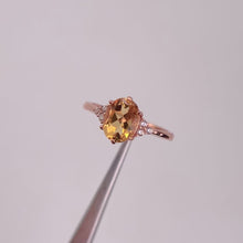 Load and play video in Gallery viewer, 6 x 8 mm. Oval Cut Yellow Brazilian Citrine with Cz Accents Ring

