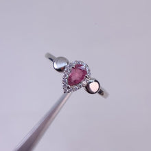 Load and play video in Gallery viewer, 4 x 6 mm. Pear Cut Pink Brazilian Tourmaline with Cz Halo Ring

