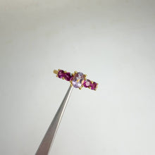 Load and play video in Gallery viewer, 4 x 6 mm. Oval Cut Purple Brazilian Amethyst and Rhodolite Garnet Cluster Ring
