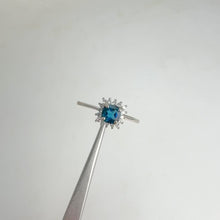Load and play video in Gallery viewer, 5 mm. Cushion Cut London Blue Brazilian Topaz with Cz Accents Ring
