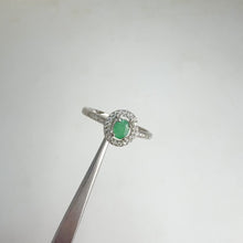 Load and play video in Gallery viewer, 4 x 5 mm. Oval Cut Green Brazilian Emerald with Cz Halo Ring
