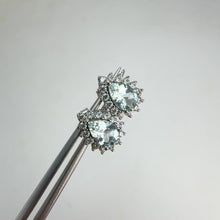 Load and play video in Gallery viewer, 5 x 7 mm. Pear Cut Light Blue Brazilian Aquamarine with Cz Accents Earrings
