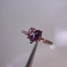 Load and play video in Gallery viewer, 7 mm. Heart Cut Purple Pink Brazilian Amethyst with Cz Band Ring
