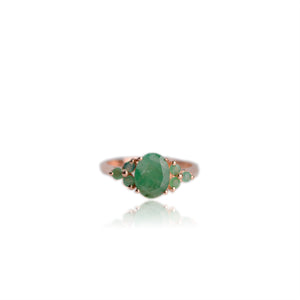 7 x 9 mm. Oval Cut Green Brazilian Emerald Cluster Ring (Blemished)